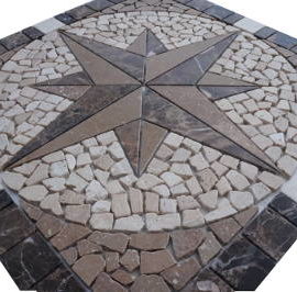 Marmer tegels in mozaiek windroos