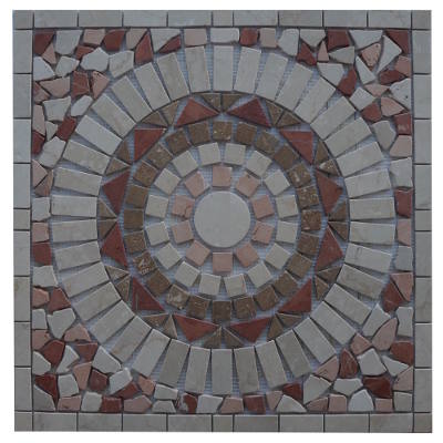 Mozaiek tegels in rood en creme wit