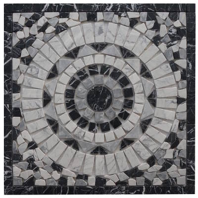 Mozaiek tegels van Bianco Carrara marmer in zwart wit